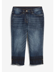 bonprix Capri džínsy s výšivkou, farba modrá, rozm. 42