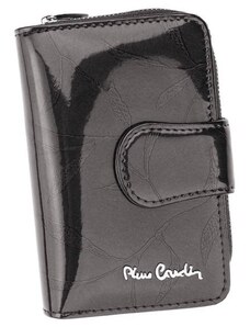 Malá, vertikálna peňaženka z prírodnej lakovanej kože s motívom listov— Pierre Cardin