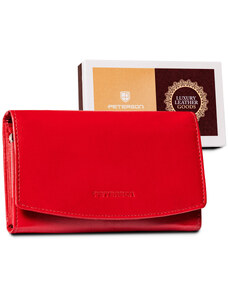 Veľká, kožená dámska peňaženka so zapínaním na patentku — Peterson