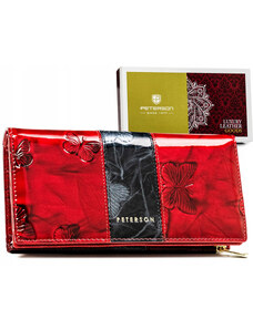 Vertikálna dámska peňaženka vyrobená z lakovanej prírodnej kože - Peterson