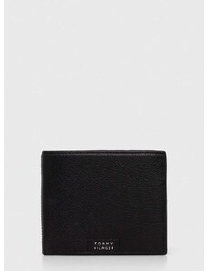 Kožená peňaženka Tommy Hilfiger pánsky, čierna farba, AM0AM12189