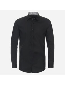 VENTI Čierna pánska košeľa, rukávy 72 cm, Body fit
