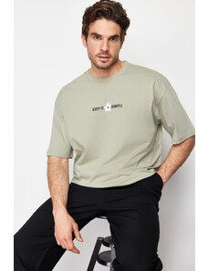 Trendyol Collection Mint Oversize/široký strih kvet-letné tričko s krátkym rukávom 100% bavlna
