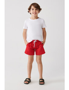 Avva Men's Red Quick Dry Standard Size Plain Kids Swimwear With Special Box