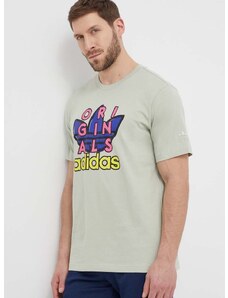 Bavlnené tričko adidas Originals Supply Short Sleeve Tee pánske, zelená farba, s potlačou, IS0231