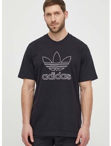 Bavlnené tričko adidas Originals Trefoil Tee pánske, čierna farba, s potlačou, IU2347