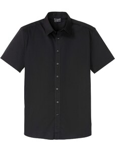 bonprix Košeľa s krátkym rukávom, strečová, Slim Fit, farba čierna