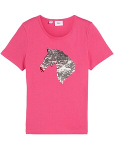 bonprix Tričko, dievčenské, s obojstrannými flitrami, z bio bavlny, farba ružová, rozm. 104/110