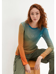 bonprix Sieťované tričko s tieňovým efektom, farba oranžová