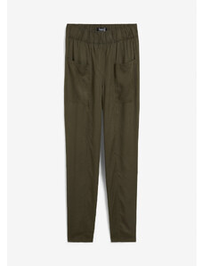 bonprix Široké nohavice s našitými vreckami a vysokým pohodlným pásom, farba zelená, rozm. 48