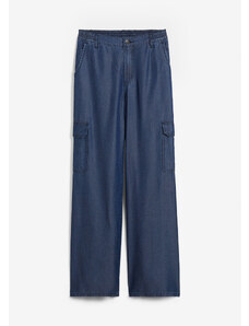 bonprix Široké džínsy, pohodlný vysoký pás, farba modrá