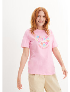bonprix Tričko s potlačou vpredu, z bio bavlny, farba ružová