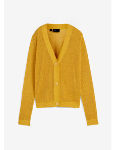 bonprix Pletený ažúrový sveter, farba žltá