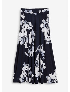 bonprix Džersejová sukňa s kvetovaným vzorom, farba modrá