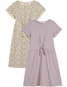 bonprix Džersejové šaty z bio bavlny (2 ks), dievčenské, farba fialová, rozm. 128/134