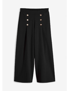 bonprix Culotte nohavice s voľným pásom, farba čierna, rozm. 48/50