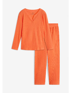 bonprix Pyžamo z džerseju s oblátkovou štruktúrou, farba oranžová