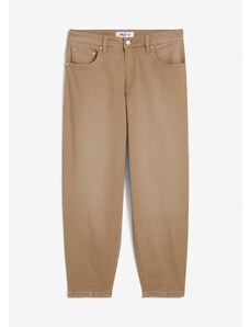 bonprix Strečové džínsy, Barrel, s vysokým pásom, farba hnedá