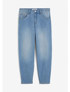 bonprix Strečové džínsy, Barrel, s vysokým pásom, farba modrá