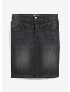 bonprix Strečová džínsová sukňa, farba čierna