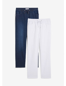 bonprix Voľné džínsy (2 ks), rovné, vysoký pás, farba biela