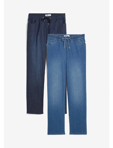 bonprix Voľné džínsy (2 ks), rovné, vysoký pás, farba modrá, rozm. 36