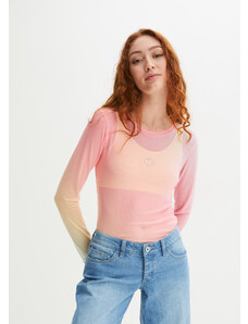 bonprix Sieťované tričko s tieňovým efektom, farba ružová