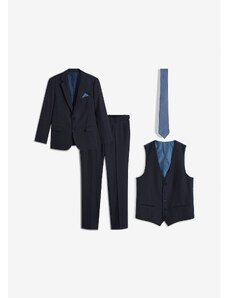 bonprix Oblek (4-dielna sada): sako, nohavice, vesta, kravata, farba modrá
