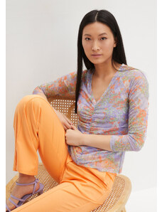 bonprix Tričko s dlhým rukávom, sieťovinové s podšívkou, farba fialová