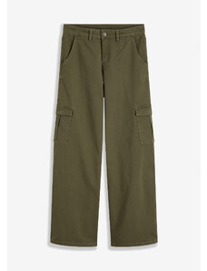 bonprix Široké džínsy s kapsáčami, farba zelená