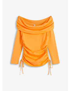 bonprix Carmen tričko s nariasením, farba oranžová