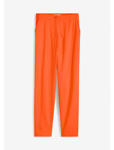 bonprix Plátené nohavice, vysoký pás, skrátené, s elastickou časťou, farba oranžová