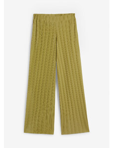 bonprix Úpletové nohavice, vysoký pás, zo štruktúrovaného džerseju, farba zelená