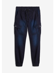bonprix Mikinové džínsy, Regular Fit, s kapsáčovými vreckami, rovné, farba modrá, rozm. 58