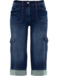 bonprix Kapsáčové strečové džínsy, capri-dĺžka, farba modrá