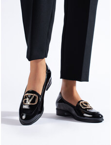 W. POTOCKI Krásne čierne dámske topánky s plochým podpätkom