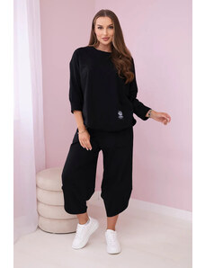 K-Fashion Bavlnená mikina nohavice set čierna