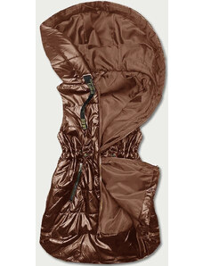 S'WEST Lesklá vesta s kapucňou v karamelovej farbe (B8131-14)