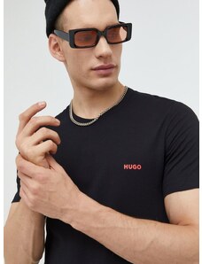 Bavlnené tričko HUGO 3-pak pánsky, čierna farba, jednofarebný, 50493972