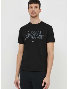 Bavlnené tričko Armani Exchange pánske, čierna farba, s potlačou, 3DZTJF ZJH4Z
