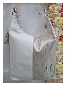 Katrin's Fashion Bielo-strieborná kabelka na plece Chiara