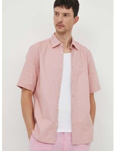Bavlnená košeľa BOSS BOSS ORANGE pánska,ružová farba,regular,s klasickým golierom,50489351