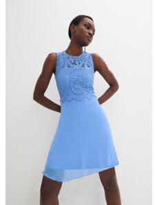 bonprix Šifónové šaty s čipkou, farba modrá