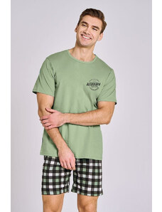 Taro Pánske pyžamo Carter green s nápisom