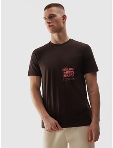 4F Pánske regular tričko s potlačou z organickej bavlny - hnedé