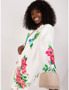 Fashionhunters Cream jacket with a tropical print
