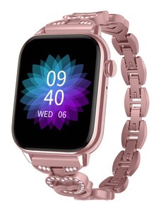 Smart hodinky Madvell Pulsar s volaním cez bluetooth a EKG růžové s kovovým remienkom Srdiečka