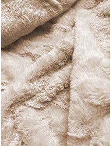 MHM Čierno-béžová lesklá zimná bunda s machovitou kožušinou (W674)