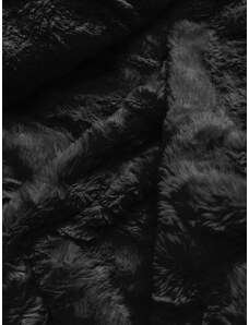 MHM Lesklá čierna zimná bunda s machovitou kožušinou (W674)
