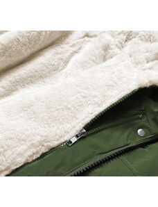 MHM Kaki/ecru teplá dámska zimná bunda (W629BIG)